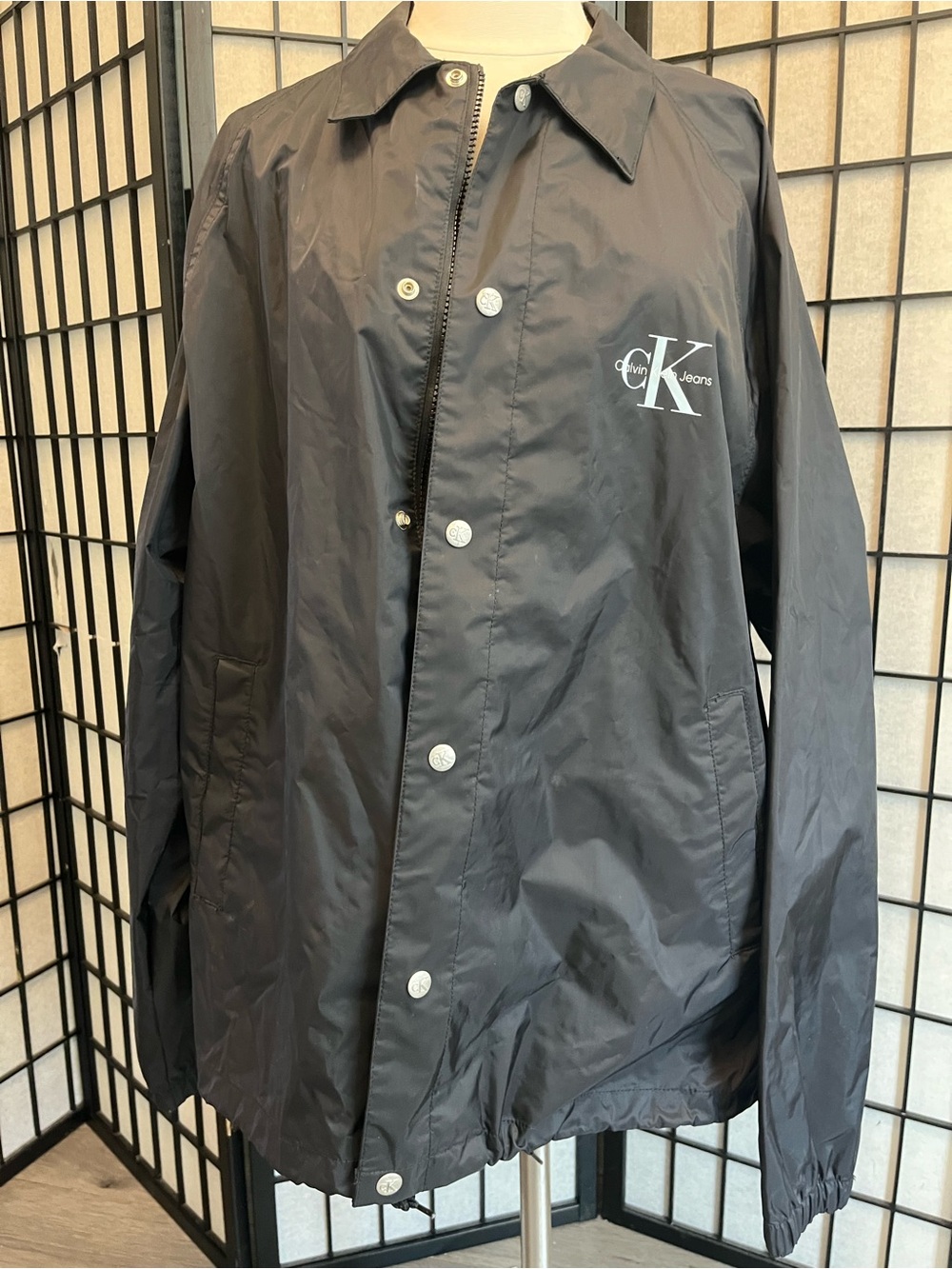 Calvin Klein Jeans Men’s Black Logo Windbreaker
